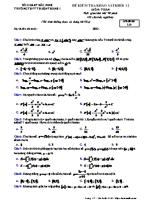 Đề kiểm tra khảo sát môn Toán Lớp 12 - Mã đề 210 - Trường THPT Thuận Thành 1